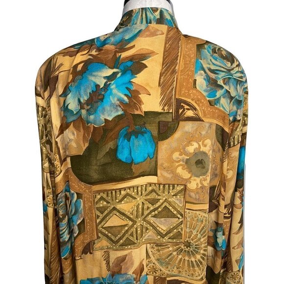 A.K.F. Vintage Womens Jacket Size Medium Rayon Scarf Art To Wear Open Front - Picture 8 of 14